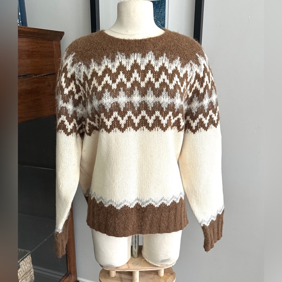 J. Crew Sweaters - J Crew Wool Fair Isle Sweater in Brown Brushed Yarn Size XL